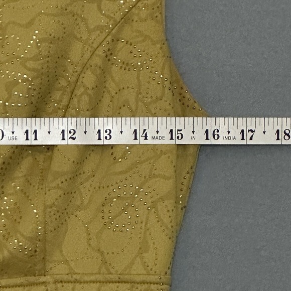 Vintage Y2K Womens Dress M Mustard Yellow Sparkle Fitted Bodycon Retro 90s USA - Picture 9 of 14